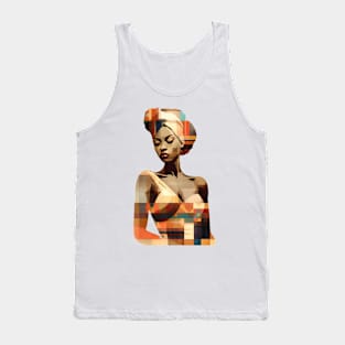 African Woman with African Pattern Black Pride Tank Top